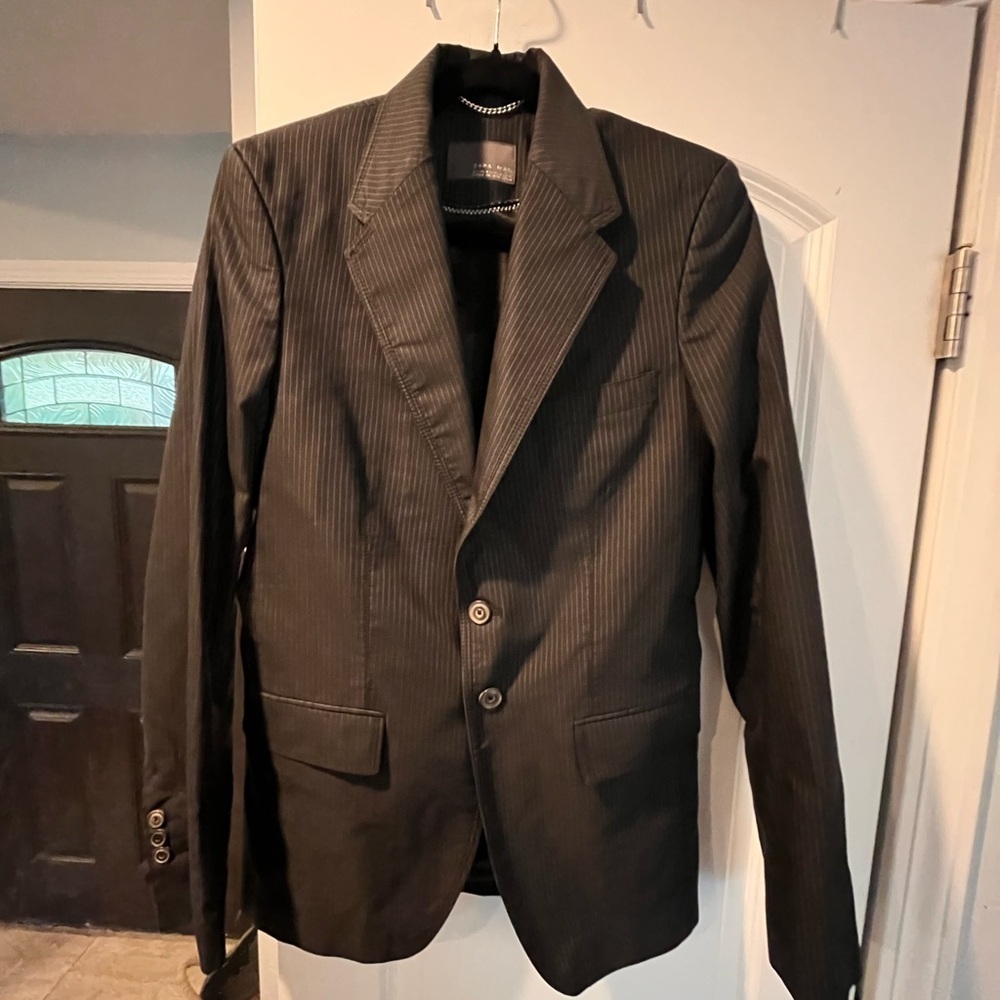 Men's Black Zara Pinstripe Blazer